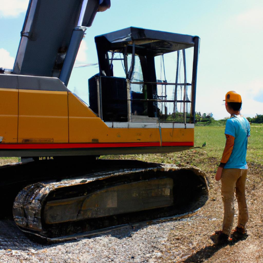 Person operating construction machinery equipment