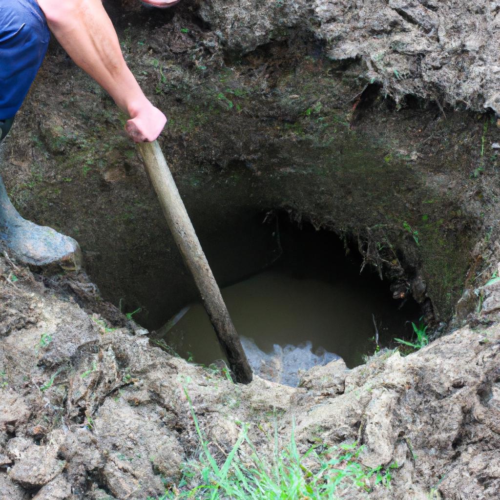 Person digging a pond hole