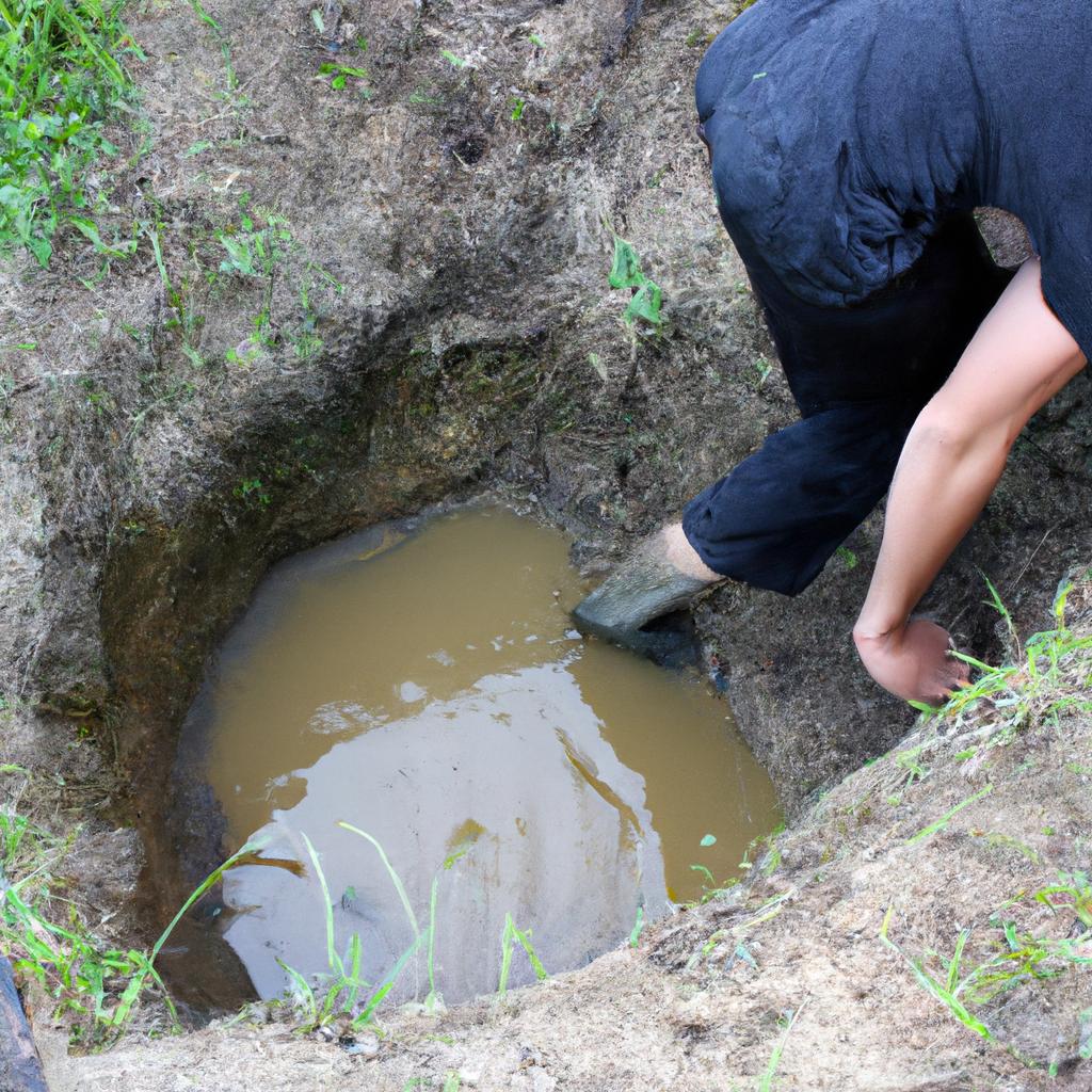 Person digging a pond hole