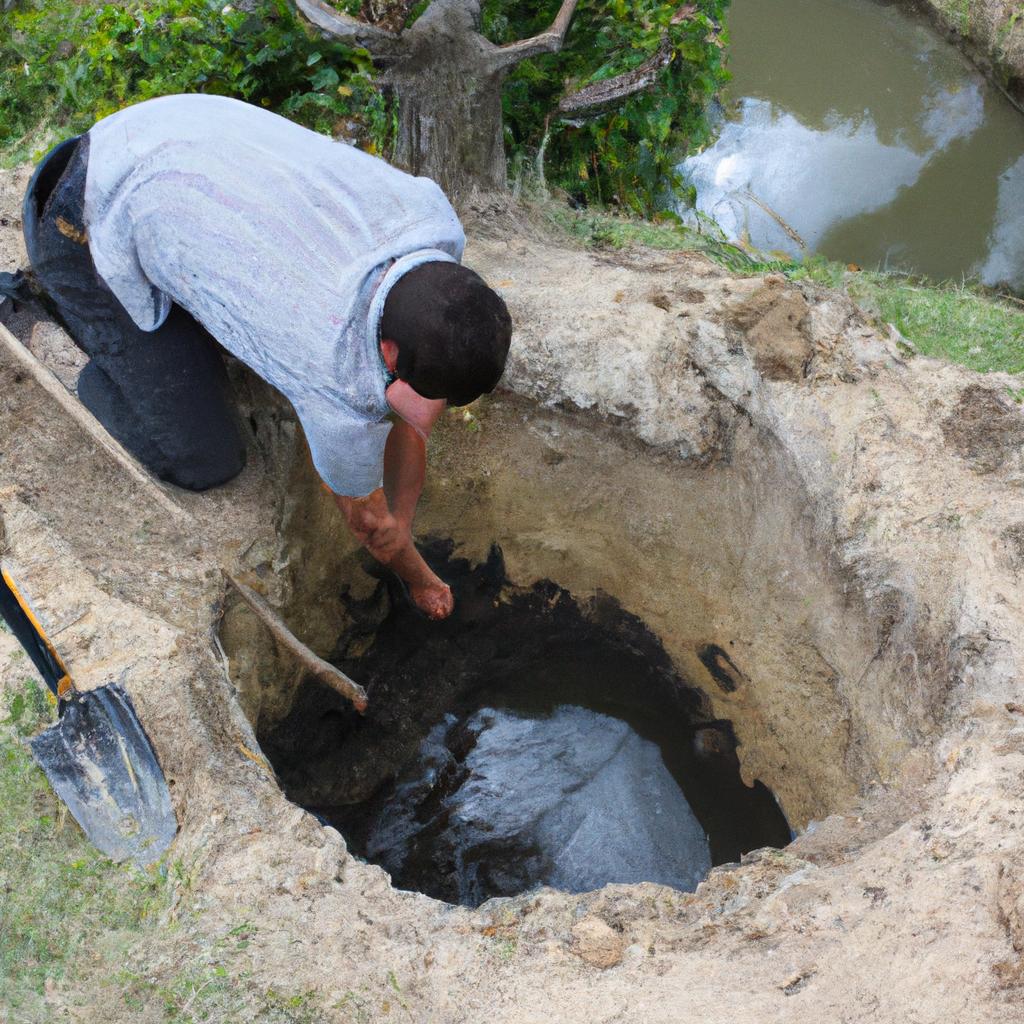 Person digging a pond hole